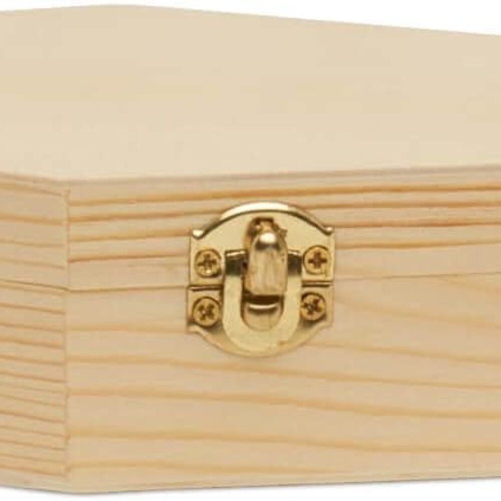 Halloween Coffin Treat Boxes 6 inch, Pack of 2 Wood Coffins for Crafts, Party Tr